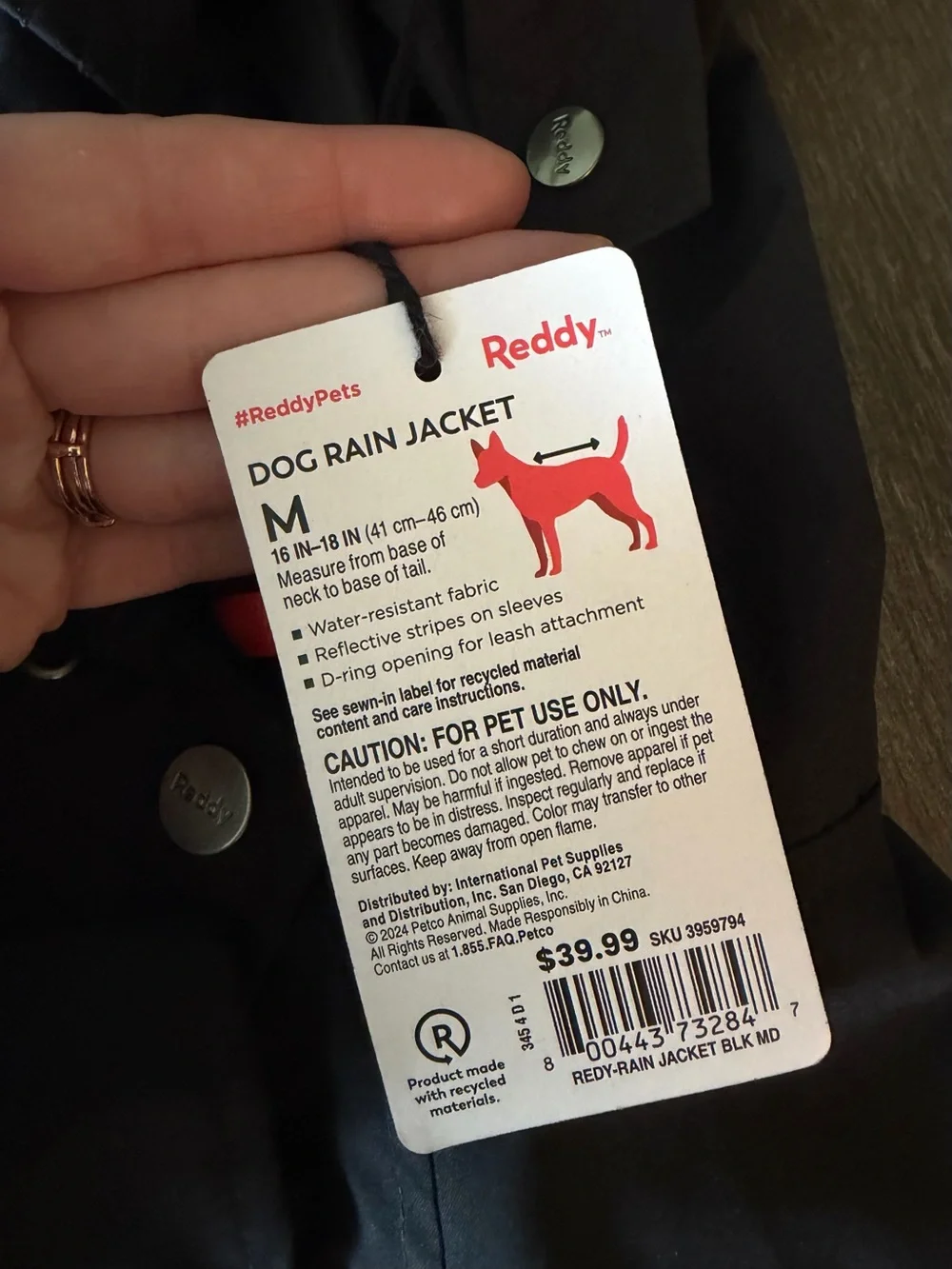Dog rain jacket